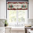 thumbnail image 3 of Merry Christmas Tree Kitchen Curtains and Valances Set, Red Plaid Xmas Garland Vintage Letter Rod Pocket Window Valance Window Curtain Panels for Living Room Bedroom Laundry, 27.5x24in, 3 Pieces, 3 of 7