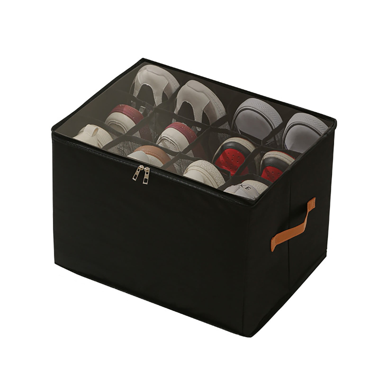 Boîte De Rangement Pliable En Tissu Avec Poignées En Coton Et Lin, 38 X