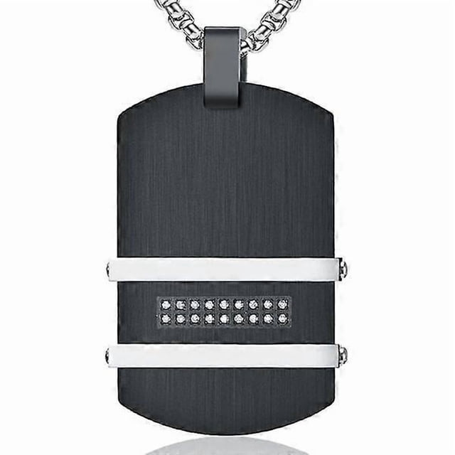 18k Gold Iced Pendant Dog Tag Necklace For Men, 316l Stainless Steel Cuban Link Chain Dog Tag Pendant