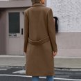 thumbnail image 5 of uublik Womens Trench Coat Brown Notch Lapel Single-Breasted Business Casual Peacoat Trendy Clothes, 5 of 6
