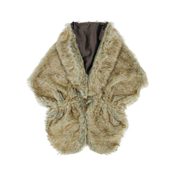 Luxury Divas - Faux Fur Plush Shawl Wrap With Satin Lining - Walmart ...