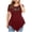 Wine, variant on WIZUTIZ Plus Size Tops for Women Sales Plus Size Elegant Summer-Beach Tops Ladies Casual V-Neck Tee Work Out Short Sleeve Athletic T-shirt Basic Cotton Blend Tshirts Trendy Solid Blouse Gr