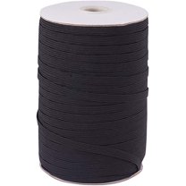 Flat Elastic Cord Beading Crafting Stretch String Black 6x1mm about 200yards/roll(600 feet/roll)