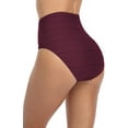 thumbnail image 5 of Womens Siwm shorts High Waisted Ruched Tummy Control Swimsuit Bottoms Tanniki Briefs, 5 of 6