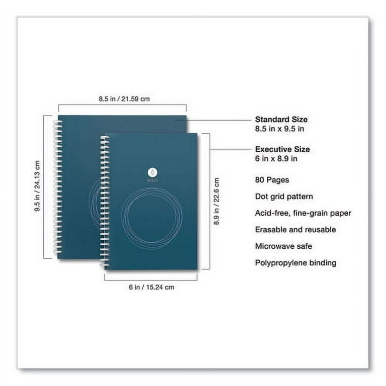 Wave Smart Reusable Notebook, Dotted Rule, Blue Cover, (40) 9.5 x 8.5 Sheets Wave Smart Reusable Notebook, Dotted Rule, Blue Cover, (40) 9.5 x 8.5 Sheets