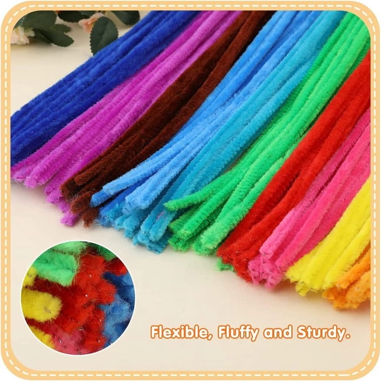 1000PCS Green Pipe Cleaners Craft Set - 6 Colors, 12 Inch Chenille Stems With Wiggle Eyes For DIY