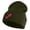 Olive, variant on Breast Cancer Awareness Embroidered Patched 12 Inch Long Knitted Beanie - Olive OSFM