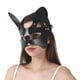 thumbnail image 3 of Accesorio de disfraz de gato de cuero PU suave hecho a mano misterioso estilo gótico Punk negro Cosplay cara de gato cubierta Simple borde de bronceado, 3 of 5