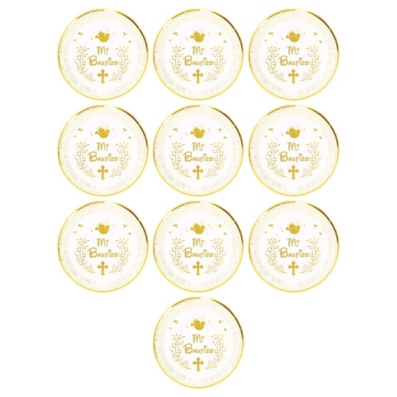 Paper Plates, Round Shape Disposable Paper Plates Disposable Design Cut Resistant Microwave Safe Bronzing Design For Banquets For Parties