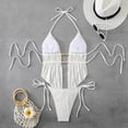 thumbnail image 6 of Miluxas Girls Swimsuit Solid Color Adjustable Spaghetti Straps Drawstring Two Piece Bikini Set Girls Bathing Suit White, 6 of 7