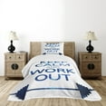 thumbnail image 4 of Ambesonne Fitness Quilted Bedspread Set 2 Pcs, Keep Calm and Work, Twin Size, Dark Blue White, 4 of 5