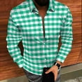 thumbnail image 4 of VgaVtl Shirts for Men Long Sleeve Collared Checkered Mens Clothes Casual Green Loose Button Office Bottoming Shirts,XXL, 4 of 8
