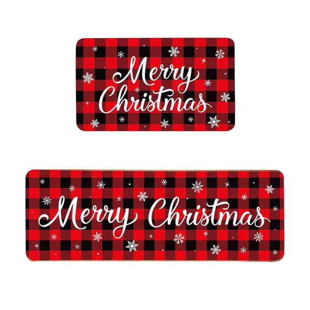Alfombras de baño, alfombras para sala de estar, alfombra de área, alfombra de baño, 2 piezas de alfombras y tapetes navideños para cocina, tapete antideslizante, decoración de cocina navideña, juegos