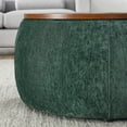 thumbnail image 4 of 2-Pieces Circular Storage Ottoman, Multifunctional Woven Rattan Ottoman Style with Wooden Lid,  for Living Rooms, Study Room, Bedroom, Green, 4 of 9