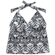 Women's Plus Foil Halter Tankini Top