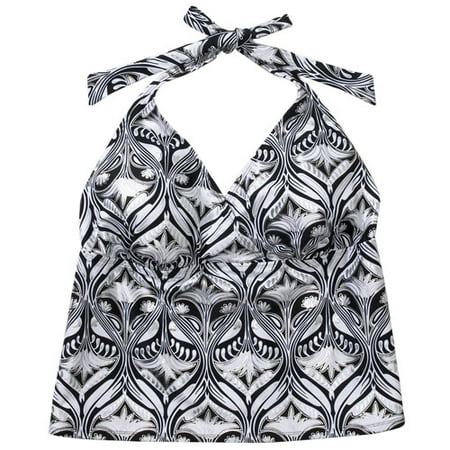 Women's Plus Foil Halter Tankini Top