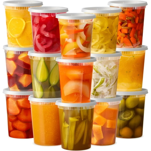 Pantry Value 32 Oz Deli Containers with Lids Food Prep Containers, 24-Pack
