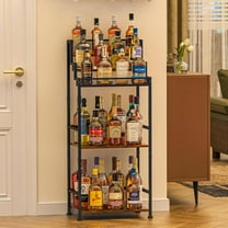 Liquor Cabinet Bar for Home, Stepped Wine Rack Freestanding Floor, Corner Syrup & Whiskey Stand, Large-Capacity Alcohol Bottle Storage Display Shelf Living Room, Patent Pending