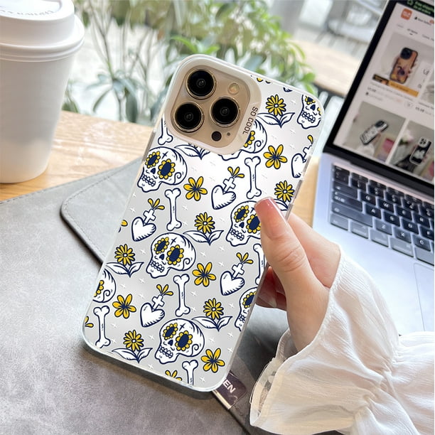 Funda para teléfono plateada colorida de doble capa mate con estampado gráfico juguetón para iPhone 15 Pro Max 14 13 12 Pro 11 - Protección óptima