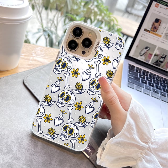 Funda para teléfono plateada colorida de doble capa mate con estampado gráfico juguetón para iPhone 15 Pro Max 14 13 12 Pro 11 - Protección óptima