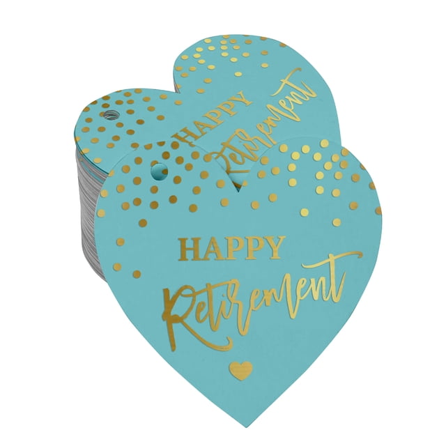 Inkdotpot Gold Foil Paper Hang Tag Happy Retirement Favor Tag 50 Pieces