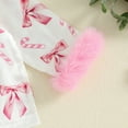 thumbnail image 5 of Spewahor Kids Baby Girls Christmas Pajamas Sets 1T 2T 3T 4T 5T 6T 7T Candy Cane and Bow Pattern Feather Edge Lapel Long Sleeve Tops Elastic Waist Pants, 5 of 5