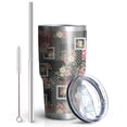 thumbnail image 2 of 30oz Pioneer Flower Floral Print Pattern Tumbler, Double Wall Vacuum Insulated Cup, BPA-Free Leak Proof Lid & Reusable Straws, Hot 12h, Cold 34h, 2 of 6