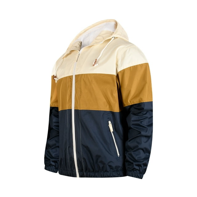 Babysbule Jackets for Men Winter Men's Color Matching Thin Fall Outdoor Windbreaker Slim Fitting Long Sleeved Hooded Sun Protection Suit Outdoor Sprinter Jacket Coat