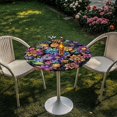 thumbnail image 3 of SEANATIVE 24 Inch Cocktail Table Topper Cap Pack of 4 Elastic Fit Round Highboy Table Covers Stretch Spandex Table Covers Elegant Table Decorations for Parties Bar, Bohemian Flower Print, 3 of 7