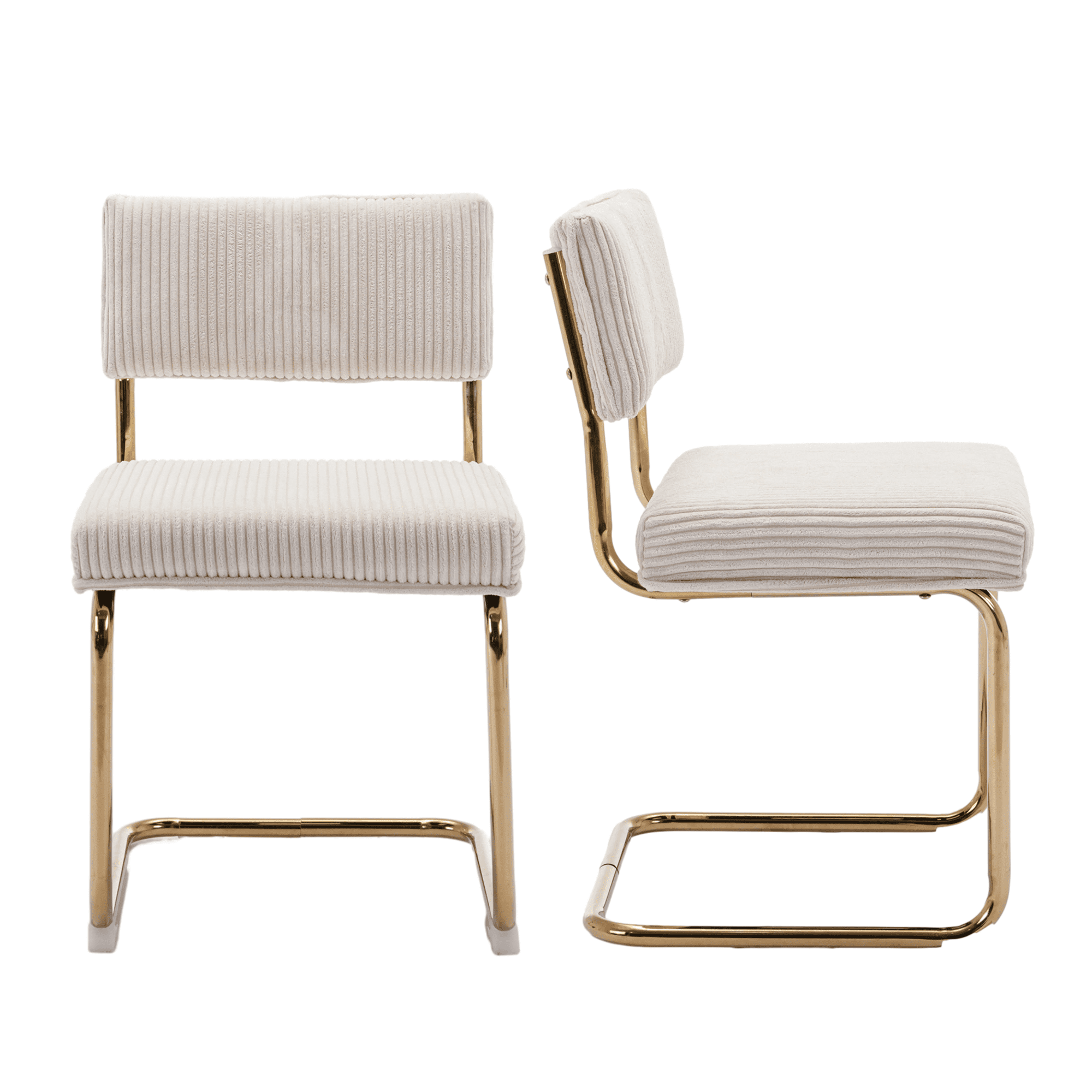 Modern Accent Armless Kitchen Chairs with Channel Tufting, Dining Chairs with Corduroy Fabric