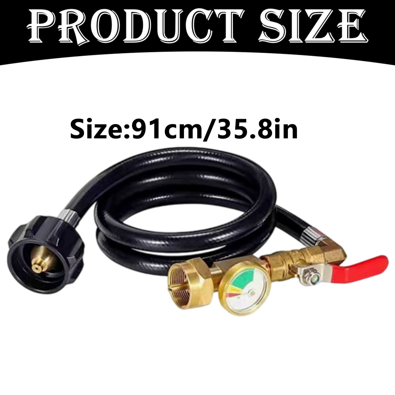 Propane Tank Adapter Ecohintz Stainless Propane Transfer Hose - 1Lb to 20Lb Tank Adapter with Shutoff - Leakproof Gas Line for Outdoor Heater & Camping Stove - Rv/Barbecue Connection, Black