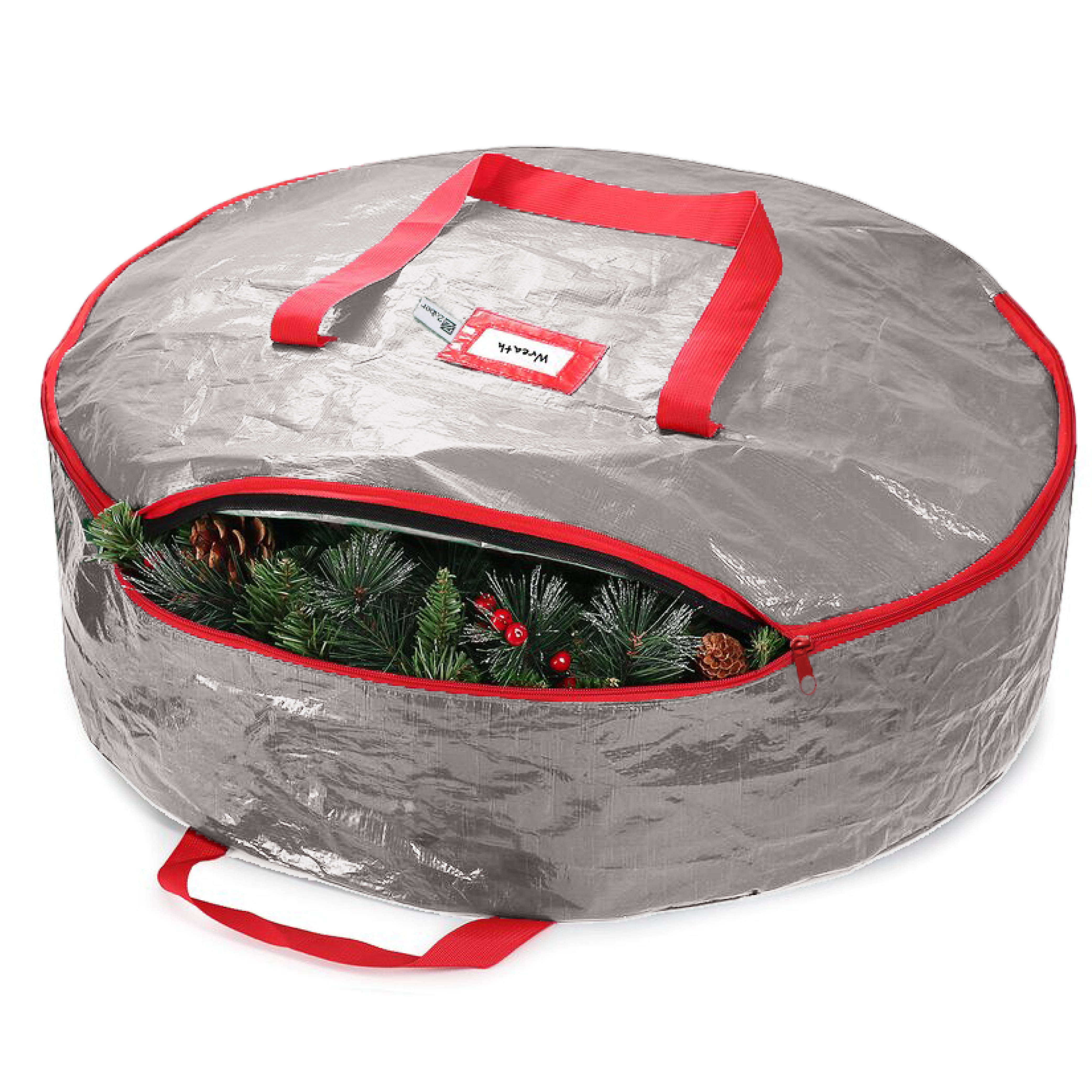 Water Resistant Christmas Wreath Storage Bag 24'' Gray 