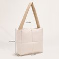 thumbnail image 5 of Bolso Con Asa Superior Bolso de hombro con entramado de color sólido para mujer pequeño acolchado de algodón para axilas, 5 of 5
