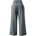 thumbnail image 5 of DENGDENG Wide Leg Cropped Pants for Women High Waisted Fall Pockets Athletic Pants Plus Size Cotton Linen Straight Solid Color Palazzo Elastic Pleated Loose Fit Casual Pants, Dark Gray L, 5 of 5