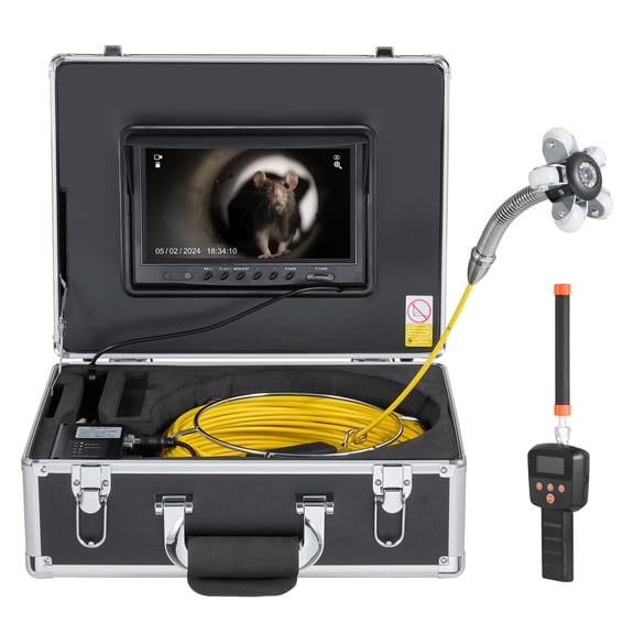KFFKFF Plumbing Inspection Device with 512Hz Locator, Spanning 98 ft/30 m, 9" Drain Surveillance Camera featuring Self-Leveling, 36X Magnification, Illuminated by 12 LED Lights, 32GB Card