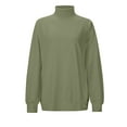thumbnail image 3 of Lenpel Oversized Sweatshirt for Women Turtleneck Long Sleeve Casual Sweater Tops Fall Winter Pullover Sweatshirts(Army Green,XX-Large), 3 of 5