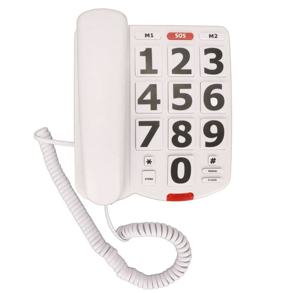 Téléphone Senior, Dernier Numéro Recompilant avec Cordon Grand Bouton Téléphone Rapide Composer la Mémoire Grand Volume Réglable pour les Personnes Âgées