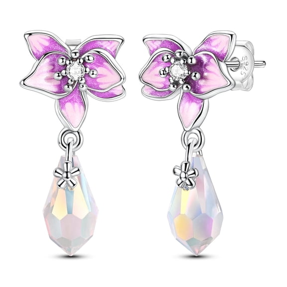 NARMO Original Purple Iris 925 Sterling Silver Stud Earrings 5A Zircon for Women Jewelry Gift