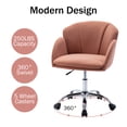 thumbnail image 4 of Desk Chair for Girls, Pink Velvet Home Office Chair on Wheels, Modern Ergonomic Chair, Adjustable Height Swivel Accent Chair Computer Desk Chair, Rolling Vanity Chair with Mid Back, Q16704, 4 of 13