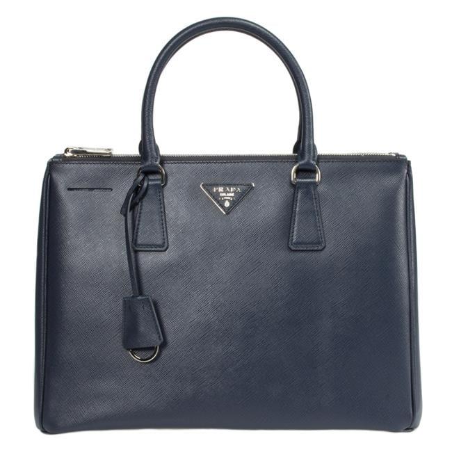 Prada PRD HBAG 1BA274 F0DMH Galleria Saffiano Leather Bag with Silver Hardware Navy Walmart