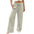 thumbnail image 6 of Comdrip Pants for Women Trendy Fashion Women Loose Solid Color Casual Wide Leg Pants Cotton Trousers Womens Flowy Pants Grey S, 6 of 9