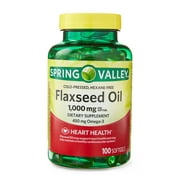 Spring Valley Flaxseed Oil Softgels Dietary Supplement, 1,000 mg, 100 Count