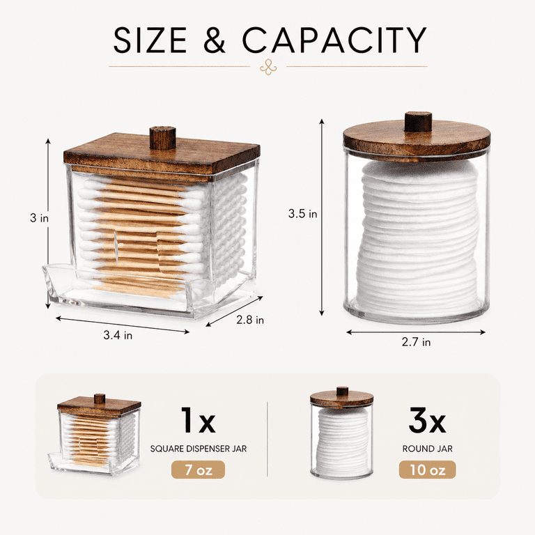 HBlife 4-Pack Bathroom Storage Jars With Wood Lids photo 3