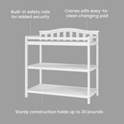 Child Craft Arch Top Changing Table with Pad & Safety Strap, 2 Storage Shelves, Anti-Tip Kit, Matte White