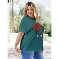 thumbnail image 4 of XCHQRTI Womens Plus Size Love Heart Tshirt Rolled Sleeve Graphic Tee Flowy Casual Blouse Top, 4 of 6