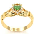 thumbnail image 5 of Claddagh Lab-Created Emerald Diamond Ring In Solid 14k Yellow Gold, 5 of 6