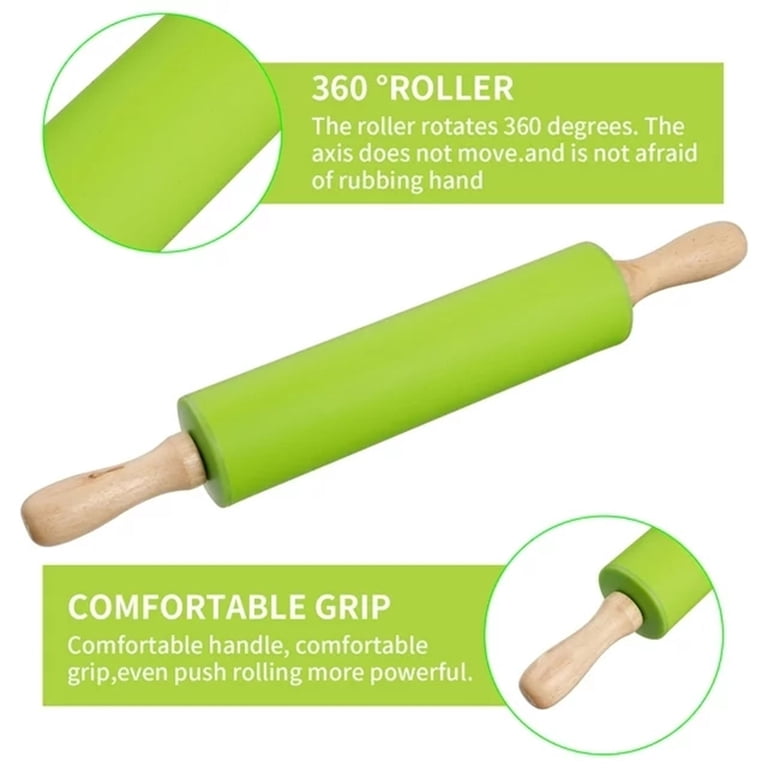 12-Inch Silicone Rolling Pin Set – 4 Vibrant Colors, Non-Stick & Easy Clean For Baking Dough, Pizza, Fondant & Crafts