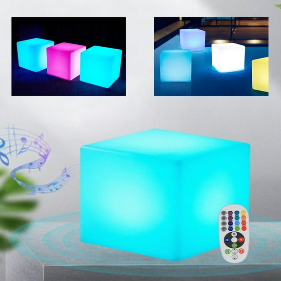 Cube LED RGB 16 Color Changing Light Stool Outdoor Indoor Patio Party Chair Seat