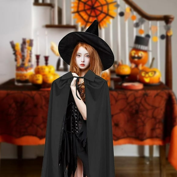 BELOVING 2 Pieces Halloween Cosplay Cloak Cape Fancy Cosplay 140cm Pointed Wizard Hat