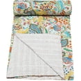 thumbnail image 2 of Vintage Handmade Kantha Quilt Indian Traditional Bed Cover Throw Paisley Printed Kantha Quilts (White Color, Twin 60x90 Inch), 2 of 4